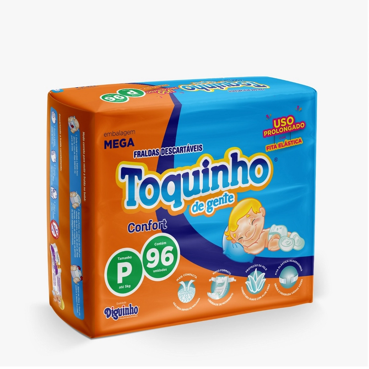 Fralda Descartavel Toquinho Confort Sec Mega C/96 P