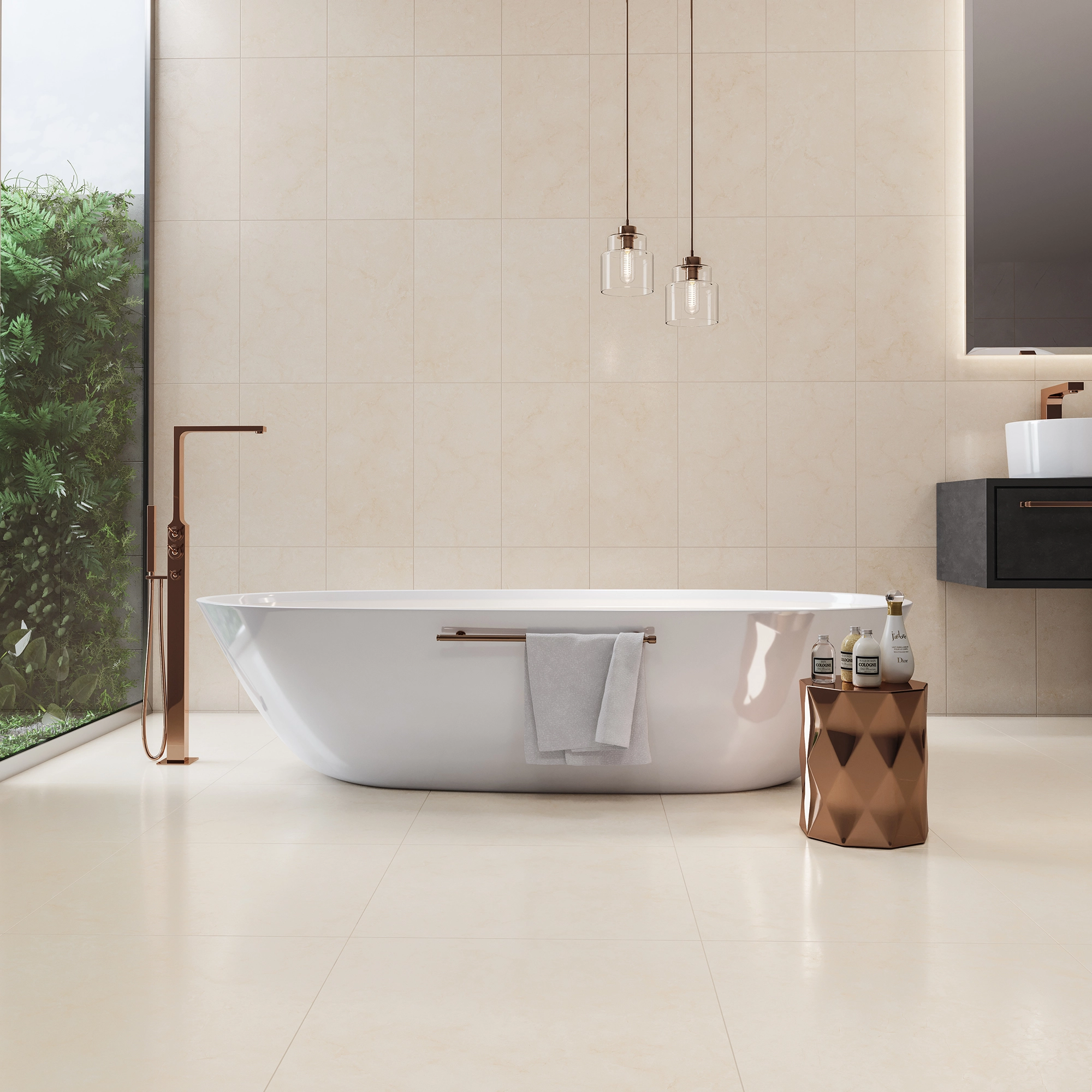 Porcelanato Marmorizado Acetinado Borda Reta Interno 60x60cm Champang Branco Incesa