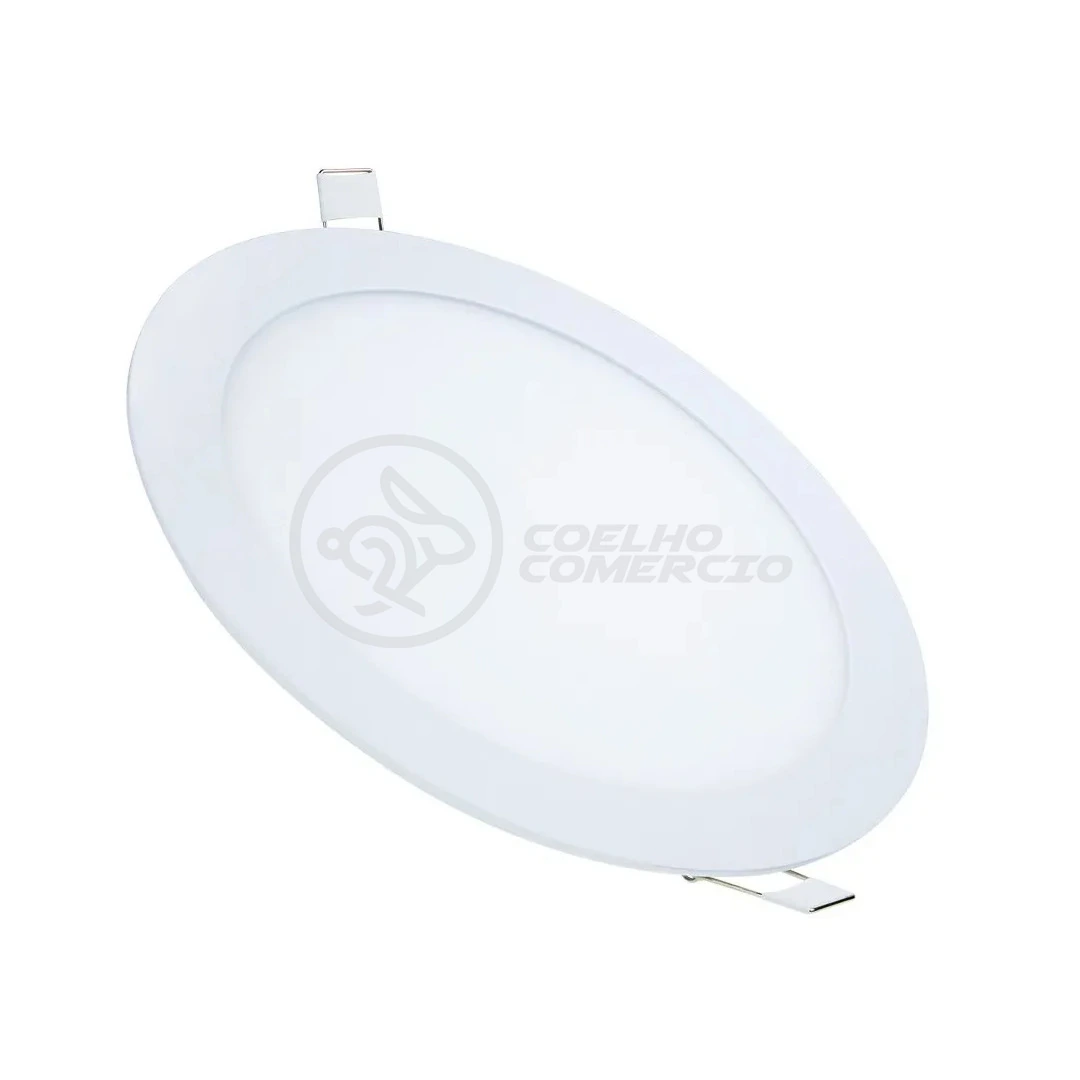Plafon Painel Led Redondo De Embutir Slim Luz Fria 18w Lampada Bivolt - Annly Leds Branco Único