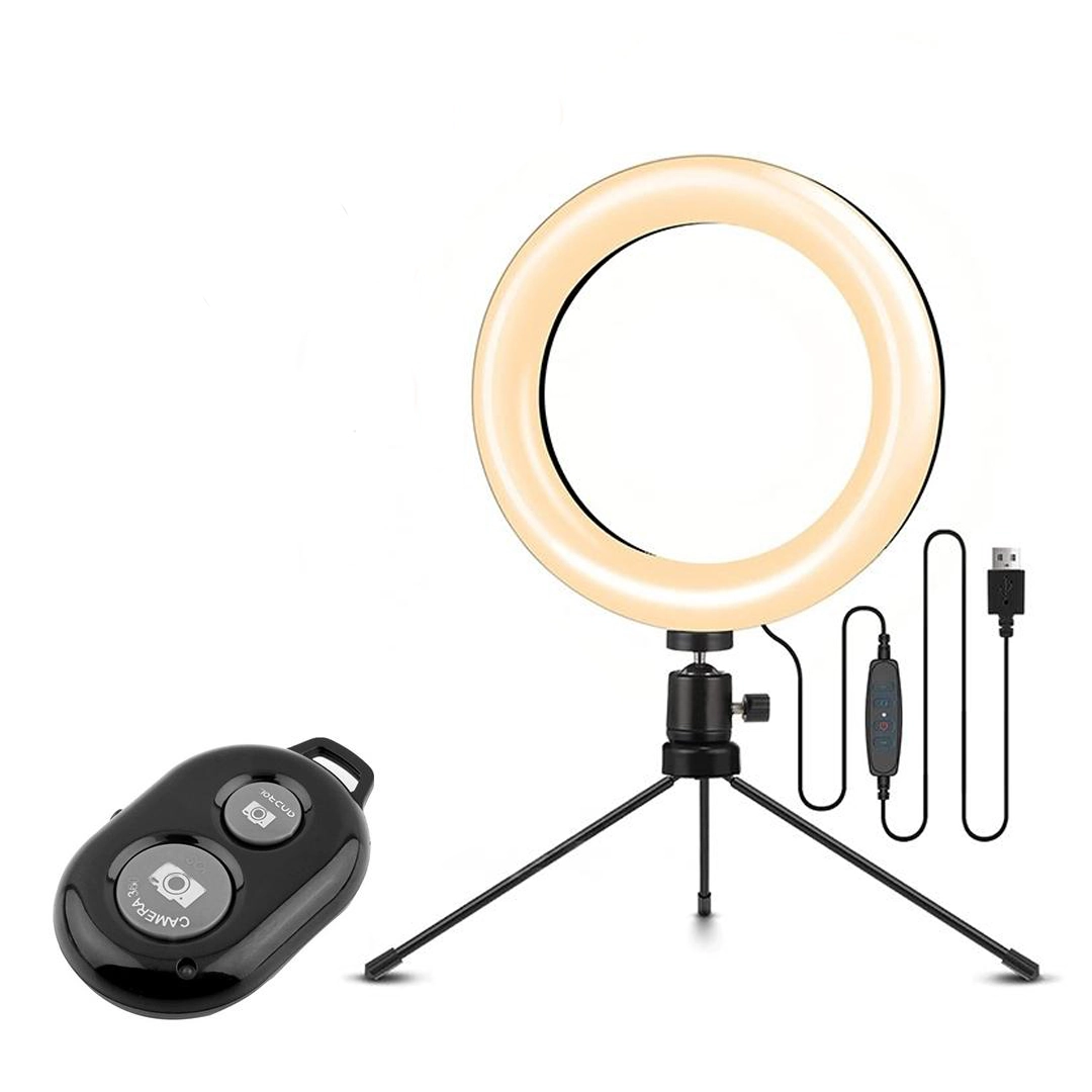 Kit Foto Profissional - Ring Light 6 Polegadas E Tripé De 16cm + Disparador Remoto De Fotos