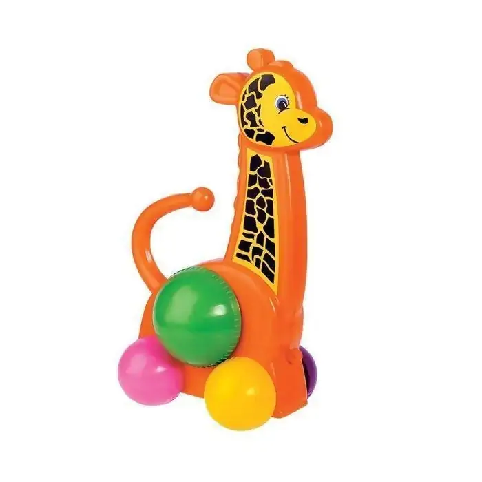 Girafa Brinquedo Educativo de Puxar com Rodinha que Gira Amiguinhos da Floresta, Mercotoys, +8 Meses - 5163