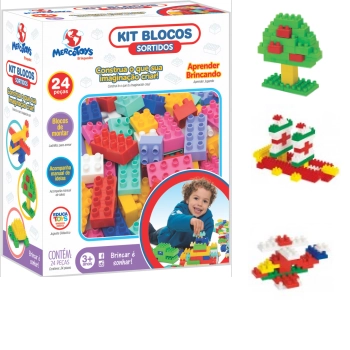 Kit Blocos Sortidos 24 Peças Mercotoys