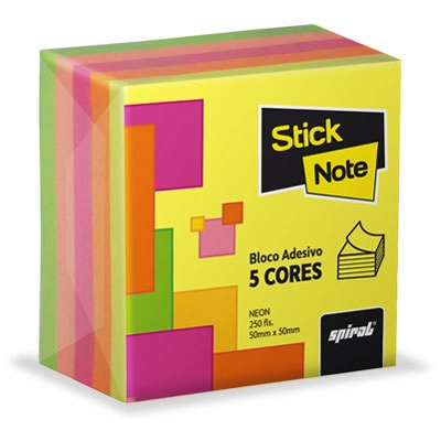 Bloco Autoadesivo 50x50 Neon Sortidos C250fls Spiral 30g