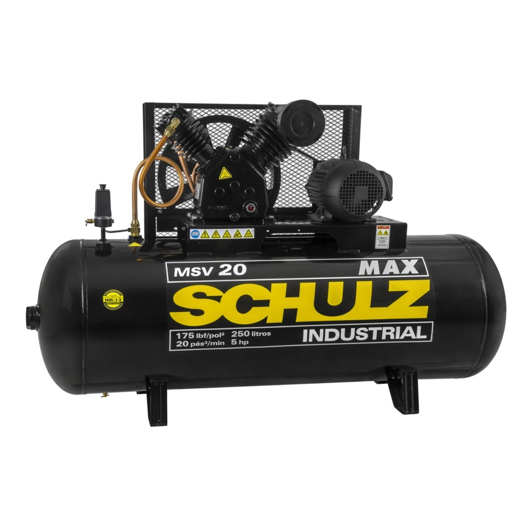 Compressor Pistão Schulz 250L 5HP 220V (380V) Max MSV 20|250 Industrial