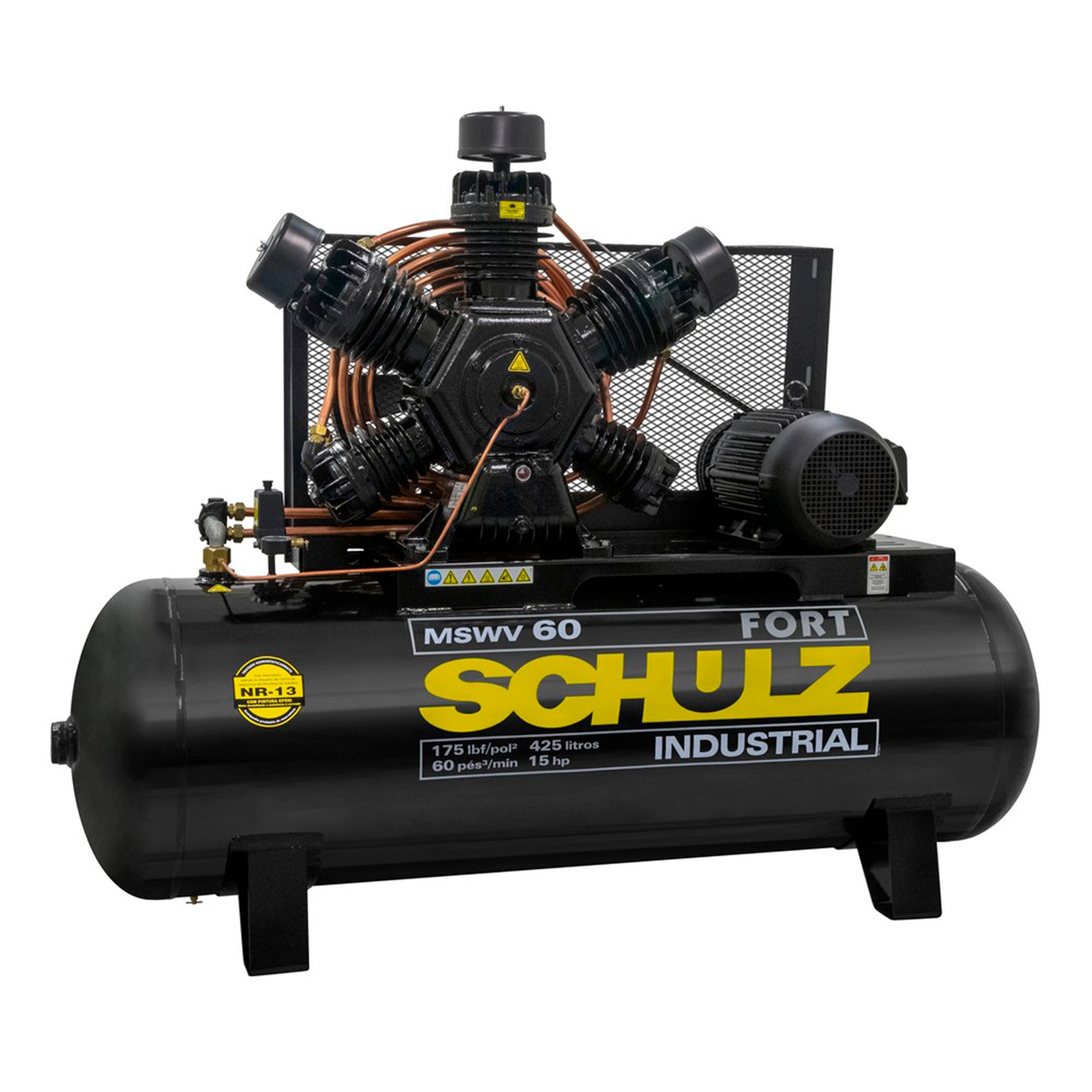 Compressor de Ar Alternativo Pistão Schulz 425L 15HP 220V (380V) MSWV 60/425 Fort