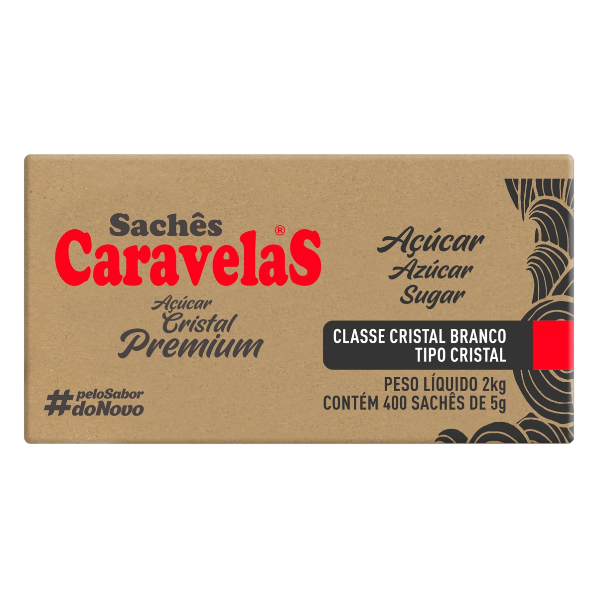 Açúcar Cristal Premium Caravelas Caixa 2kg 400 Unidades
