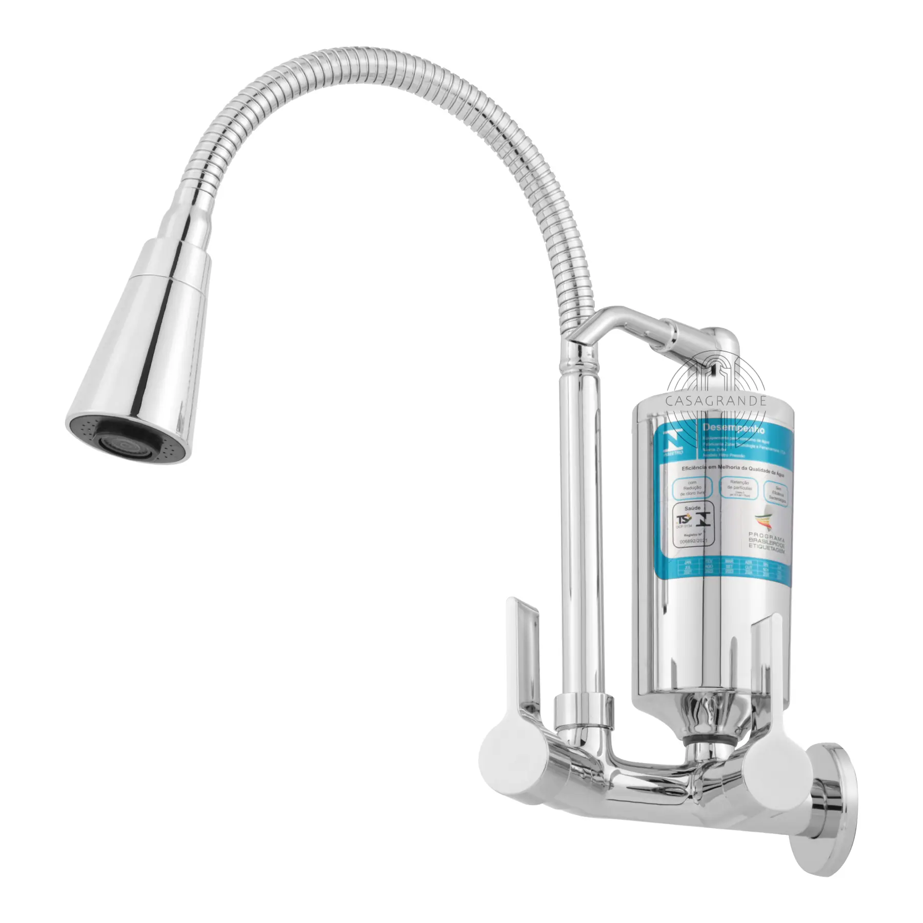 Torneira Filtro Cozinha Parede Cônica Cromada 1185 C-70 Casagrande Mundial - Um Novo Conceito.