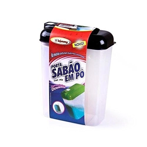 Porta Sabão em Pó Plástico Exclusivo com Dosador que lhe Ajuda Pegar a Medida Certa Capacidade 1,6 Kg, Injetemp - 31108