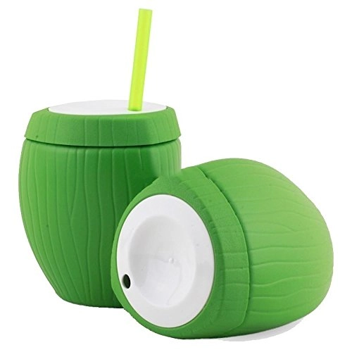 Copo Coco Verde Plast C/canudo 850ml