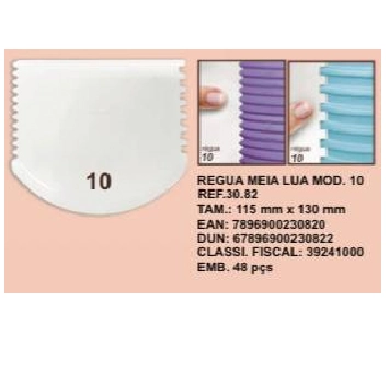 Espátula de Confeiteiro Meia Lua Modelo 10 Ideal para Confeitaria Plástico, Injetemp 308200 - 148133