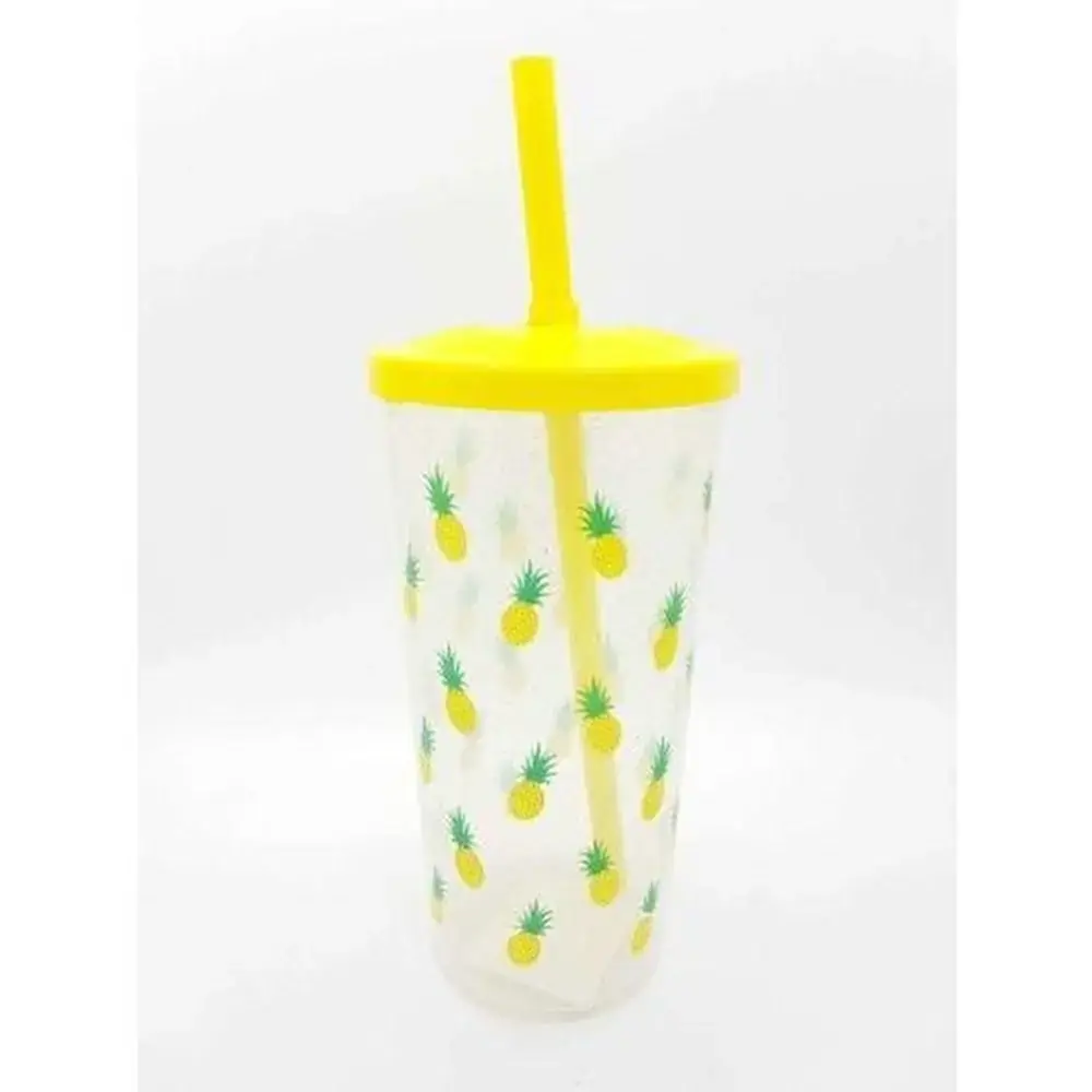 Copo Estampa Abacaxi C/canudo 600ml