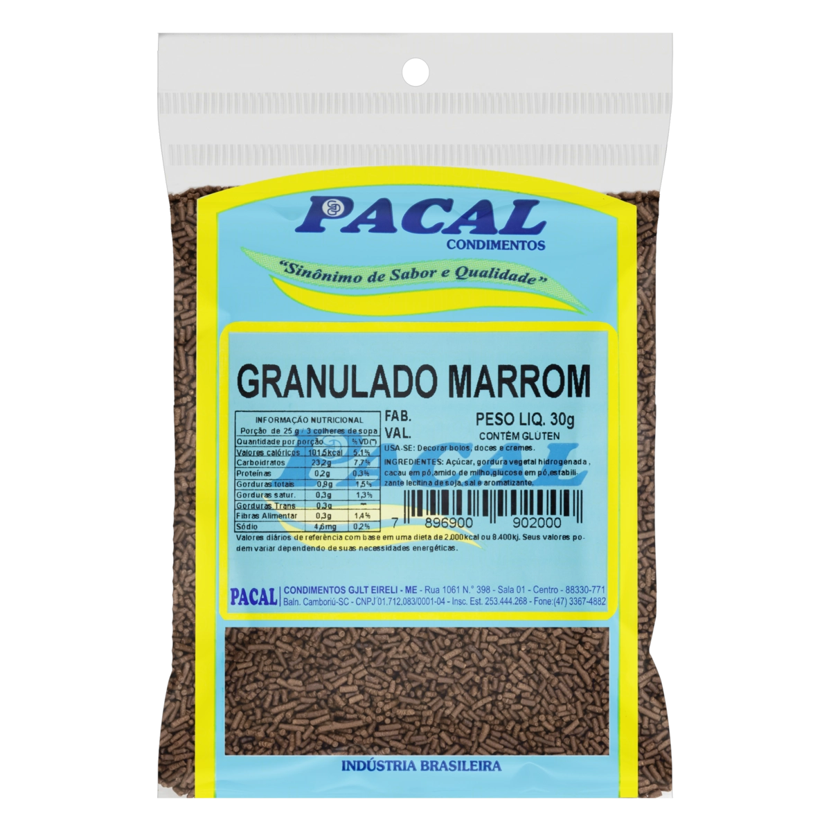 Confeito Granulado Marrom Pacal Pacote 30g
