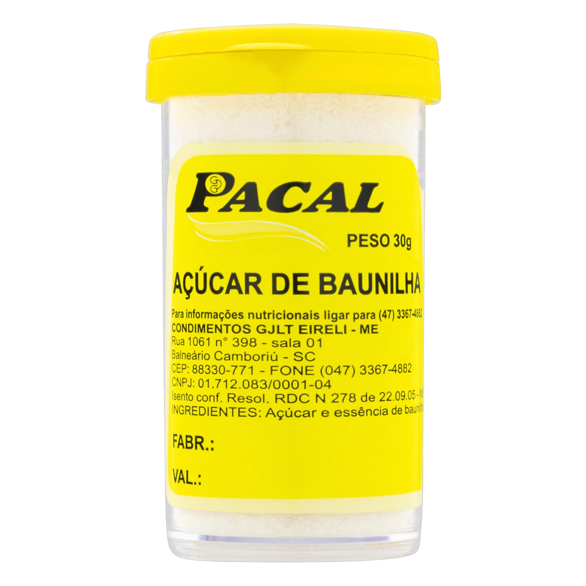Açúcar De Baunilha Pacal Frasco 30g