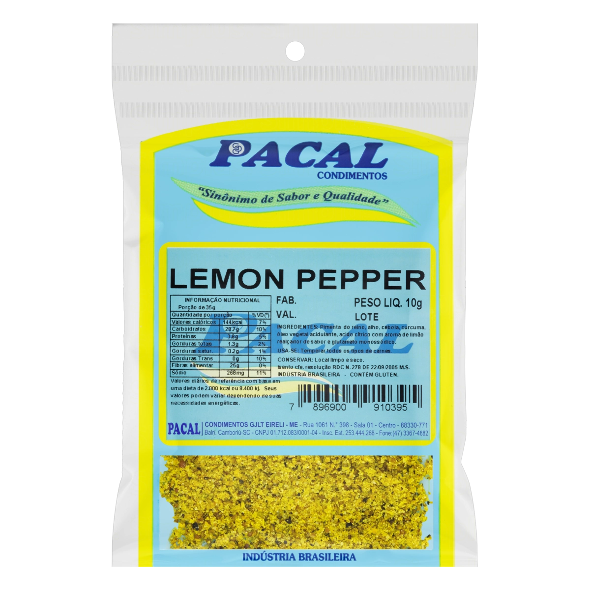 Tempero Lemon Pepper Pacal Pacote 10g