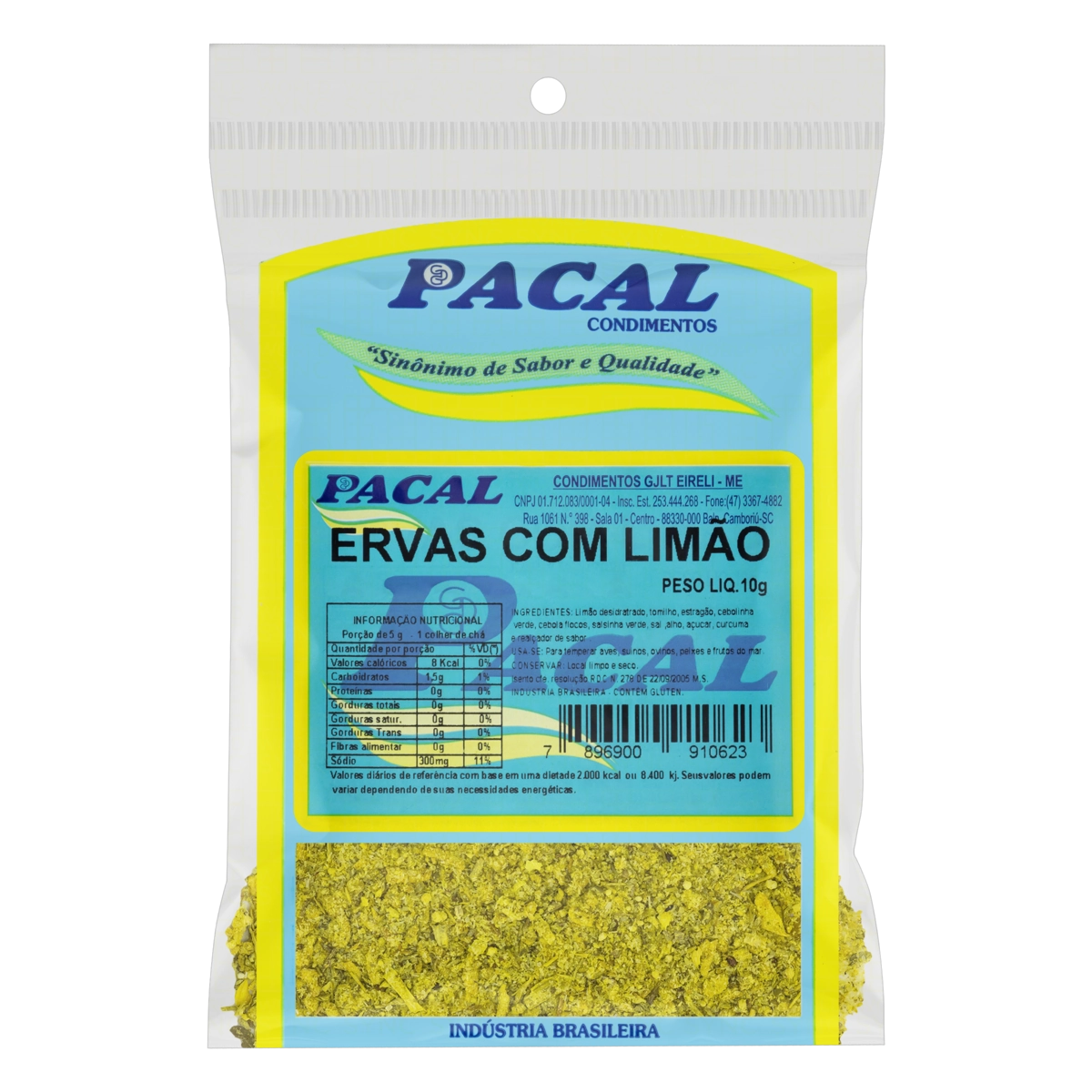 Tempero Ervas Com Limão Pacal Pacote 10g