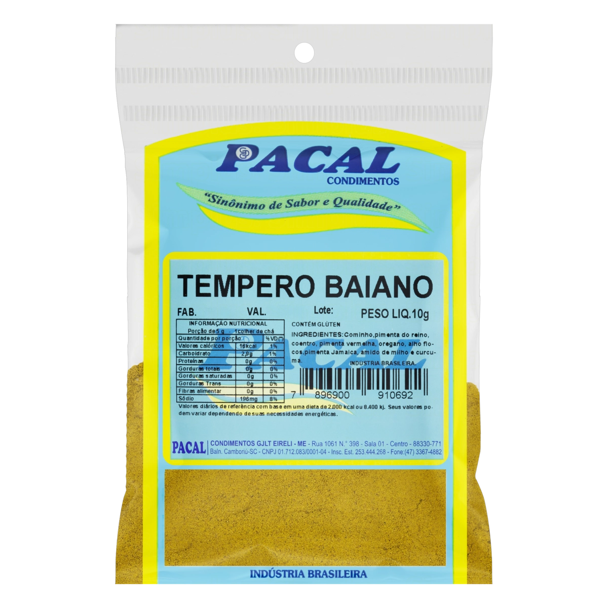 Tempero Baiano Pacal Pacote 10g