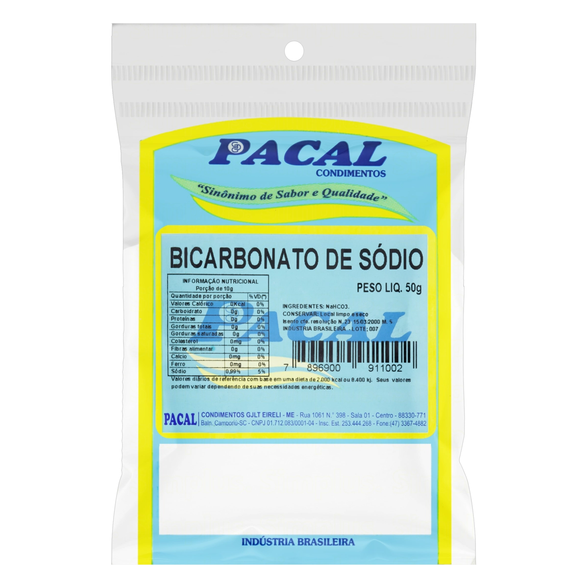Bicarbonato De Sódio Pacal Pacote 50g