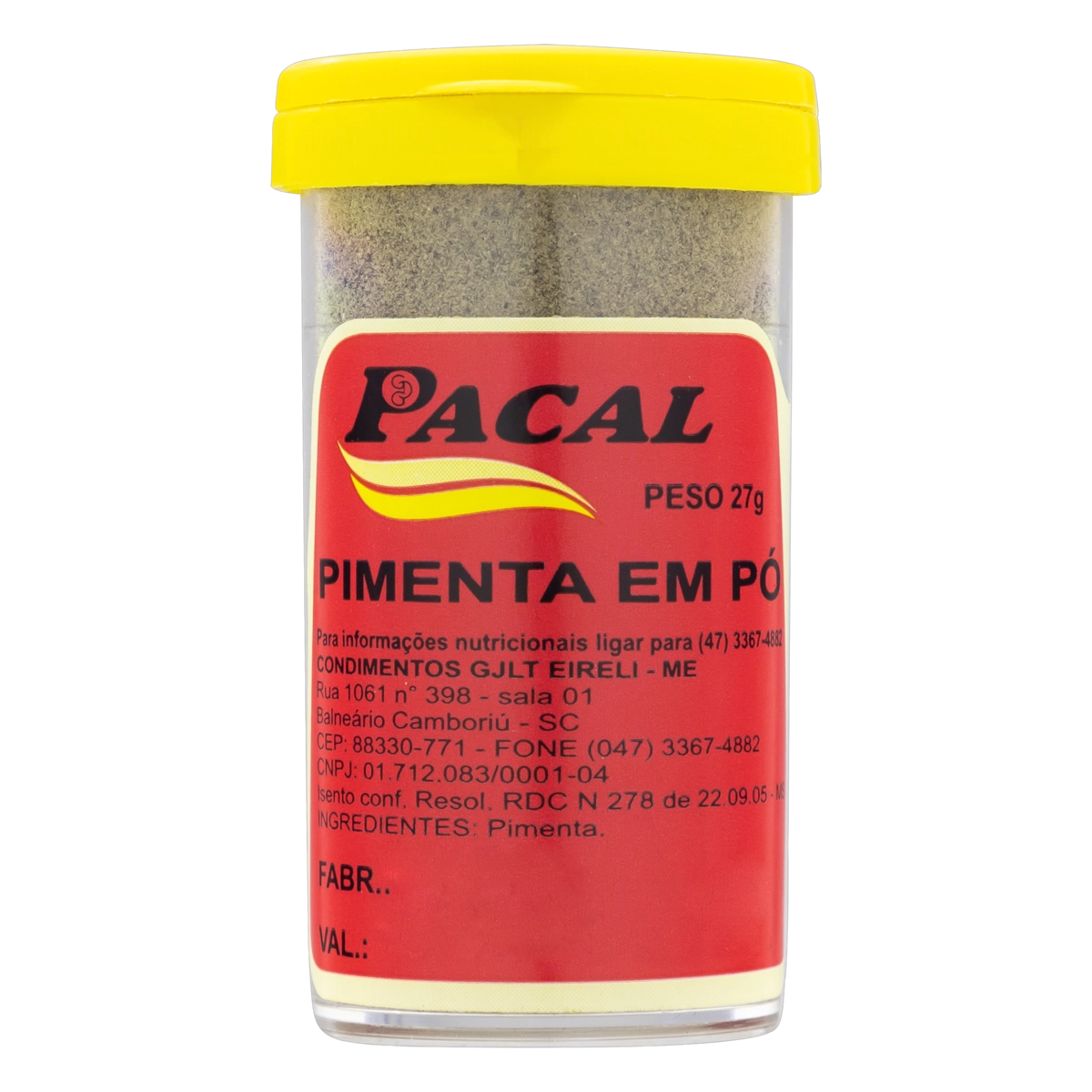 Pimenta Pó Pacal Frasco 27g