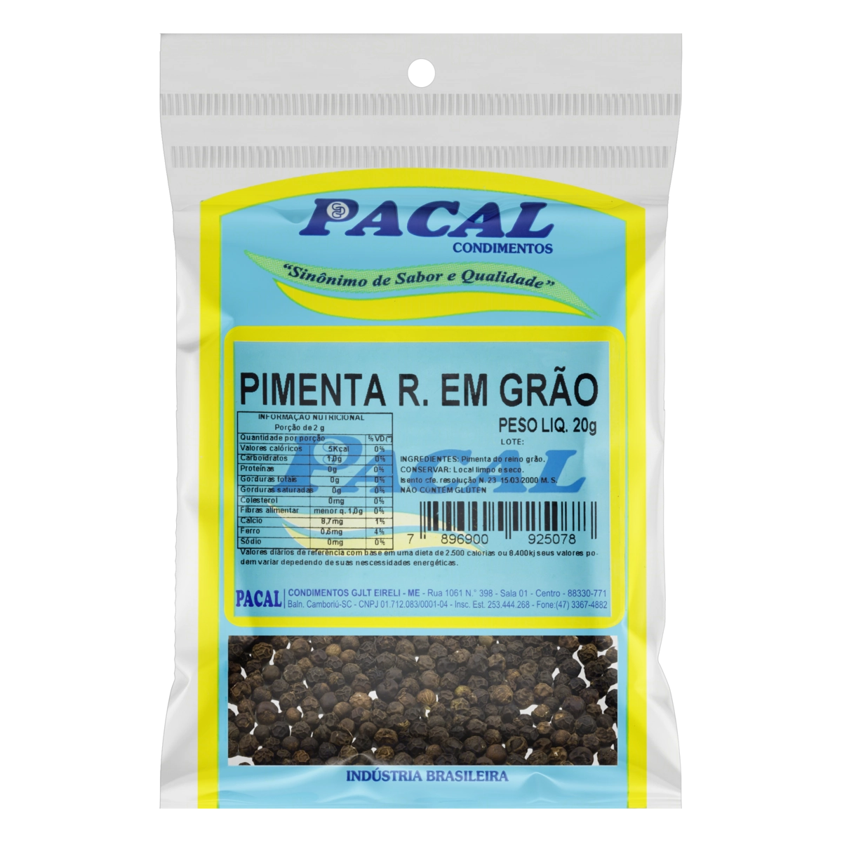 Pimenta Do Reino Em Grãos Pacal Pacote 20g