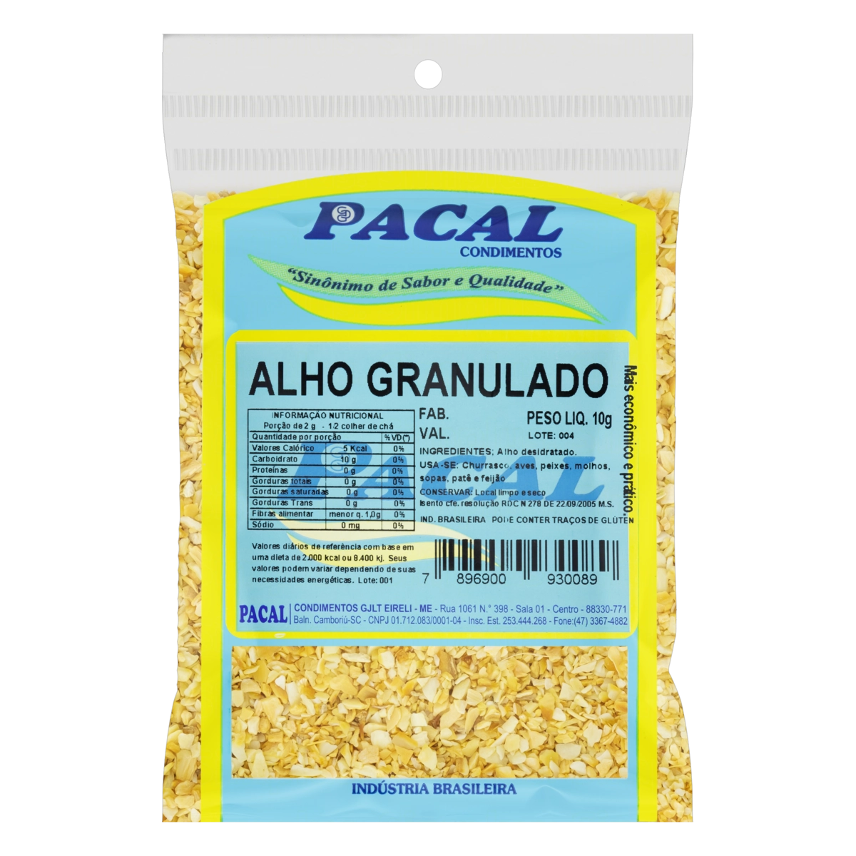 Alho Granulado Pacal Pacote 10g