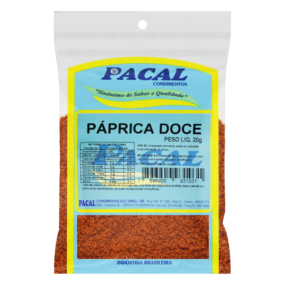 Páprica Doce Pacal Pacote 20g