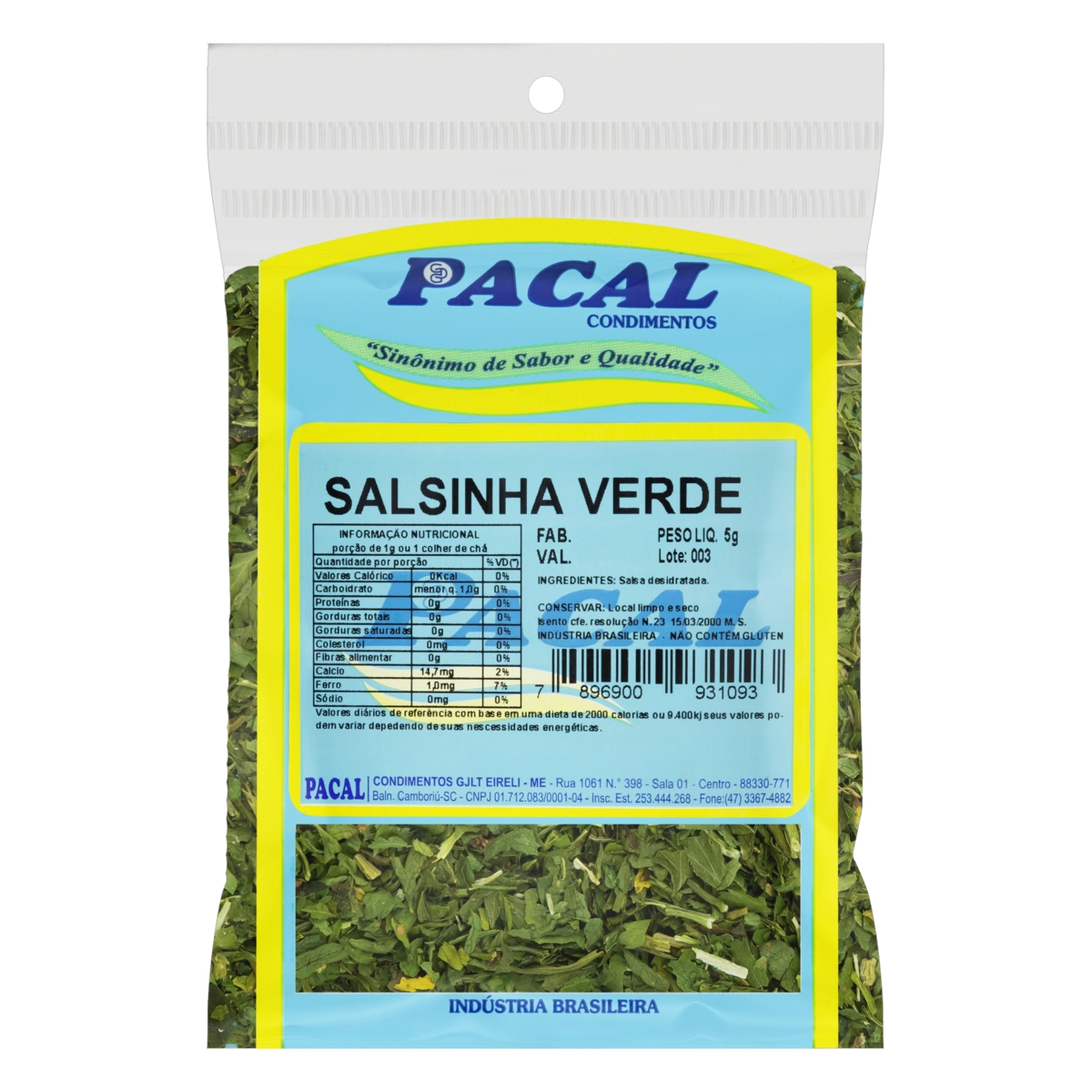 Salsinha Verde Pacal Pacote 5g