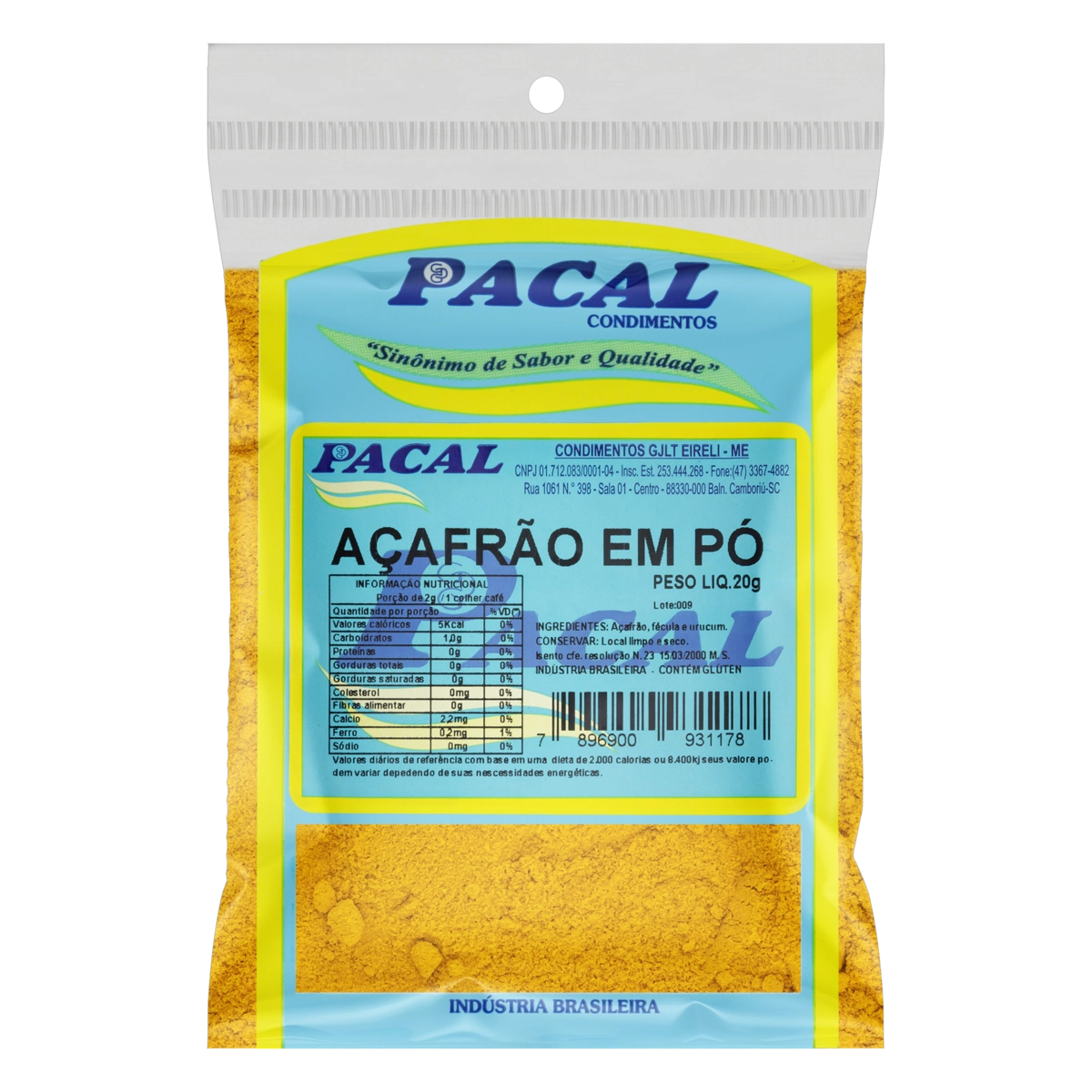 Açafrão Pó Pacal Pacote 20g
