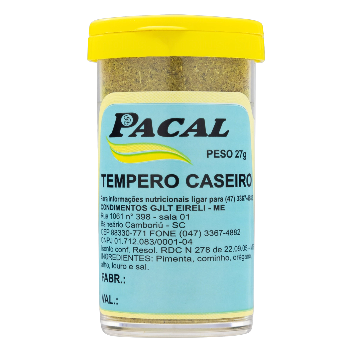 Tempero Caseiro Pacal Frasco 27g