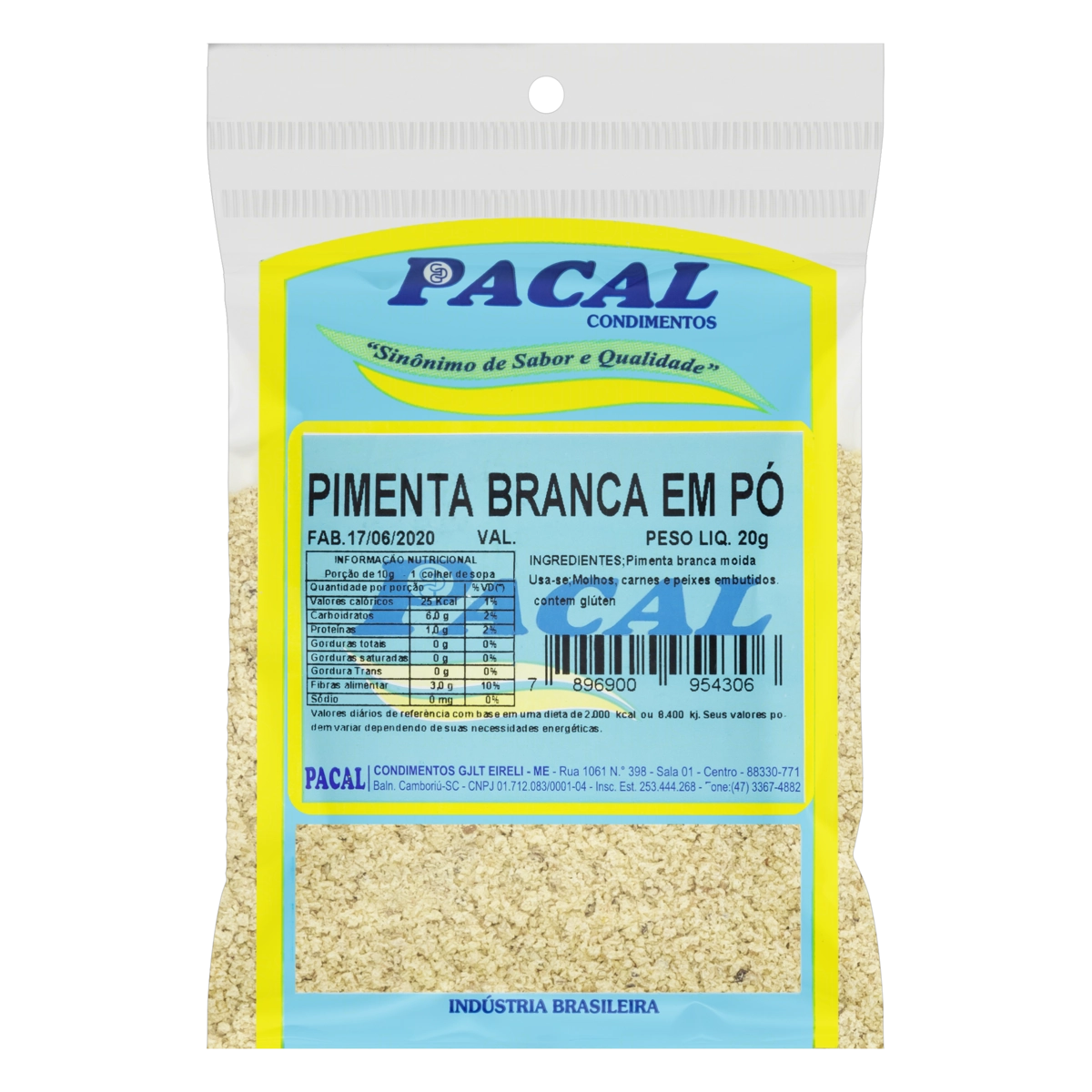 Pimenta Branca Pó Pacal Pacote 20g