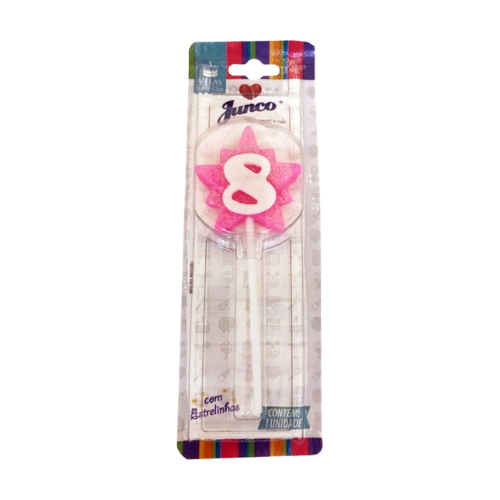 Vela Curifest Aniv Palito Rosa C/pavio N.8