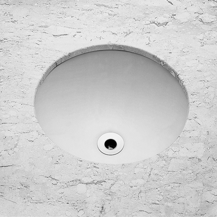 Cuba para Banheiro de Embutir em Louça Redonda Branca 36,5cm SMSL Celite