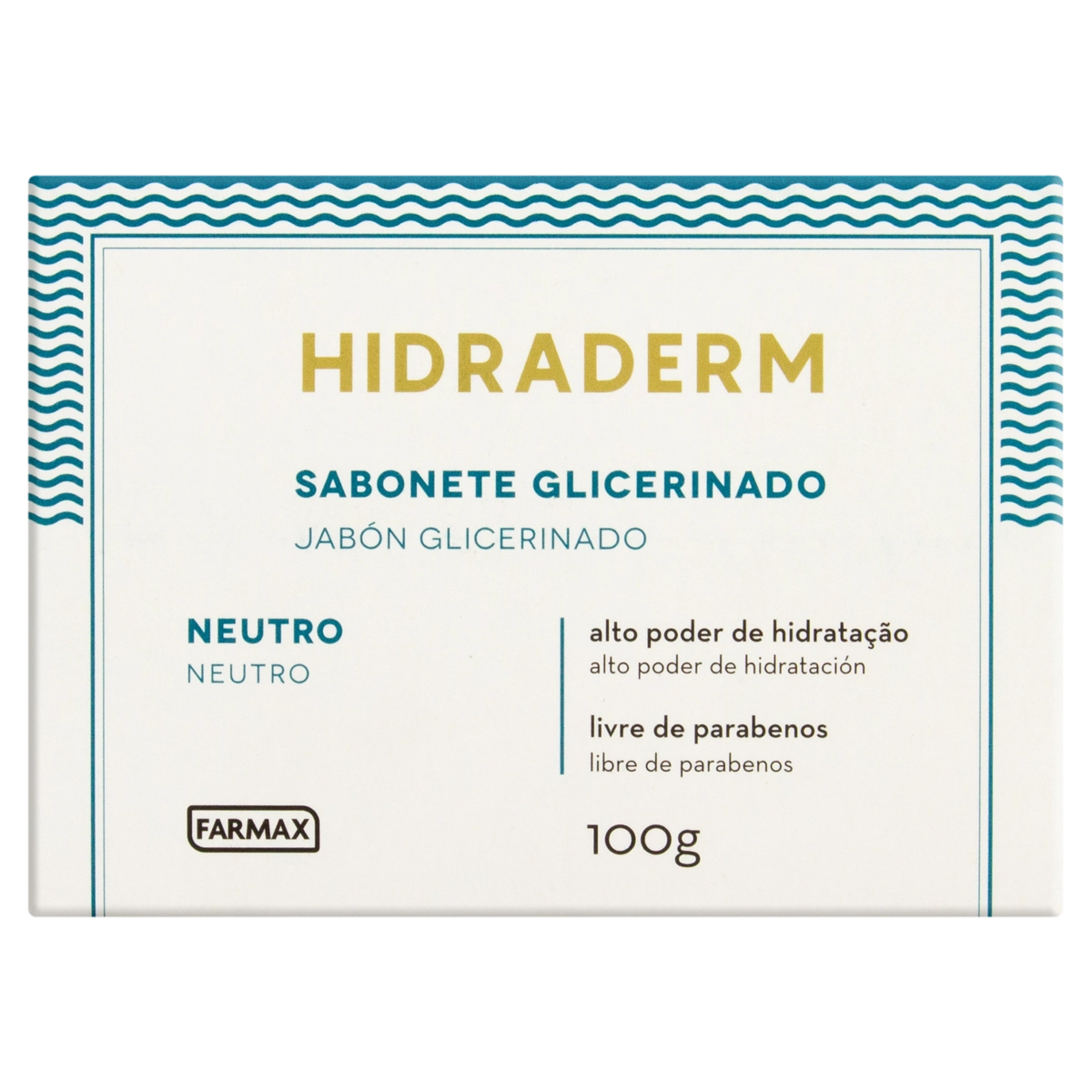 Sabonete Barra Glicerinado Neutro Farmax Hidraderm Caixa 100g