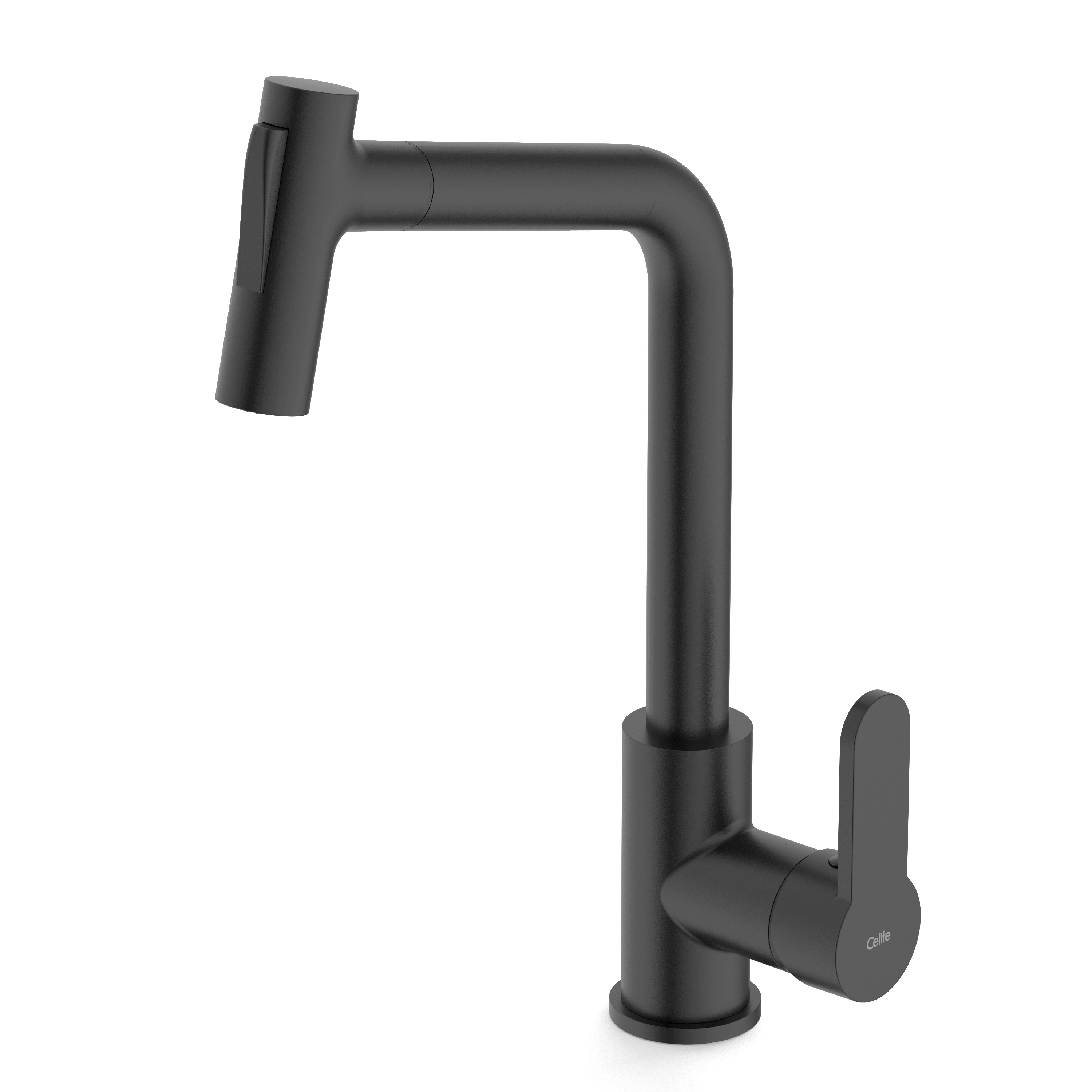 Torneira Monocomando Gourmet de Pia para Cozinha com Bica Alta Preta Fosca Kitchen Celite