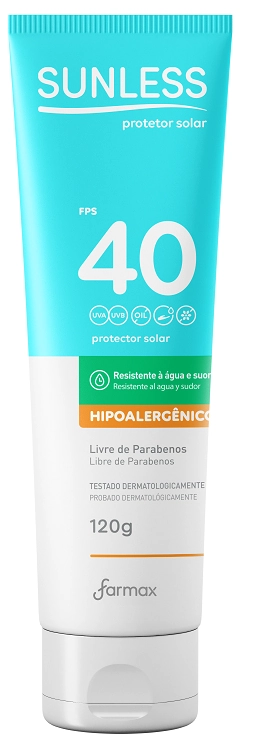 Protetor Solar Sunless 120g Fps 40 Hipoalergenico Farmax