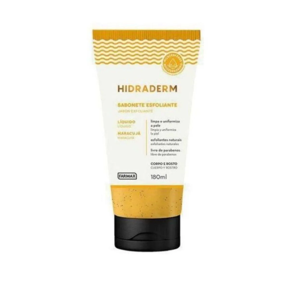 Sabonete Líquido Corpo E Rosto Esfoliante Maracujá Hidraderm Bisnaga 180ml