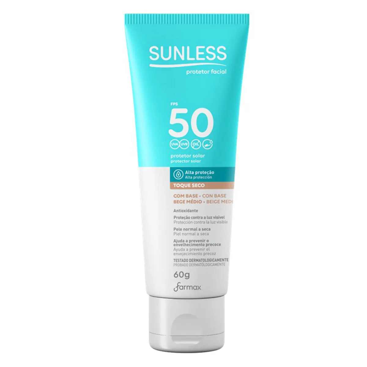 Protetor Solar Sunless Facial FPS 50 Base Médio 60g