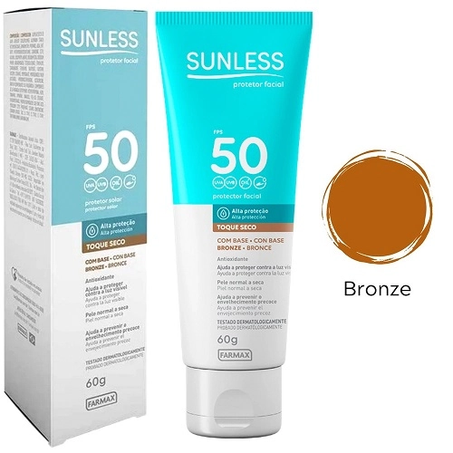 Protetor Solar Sunless Facial FPS 50 c/ Base Bronze 60g