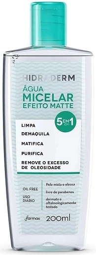 água Micelar Efeito Matte Hidraderm Frasco 200ml
