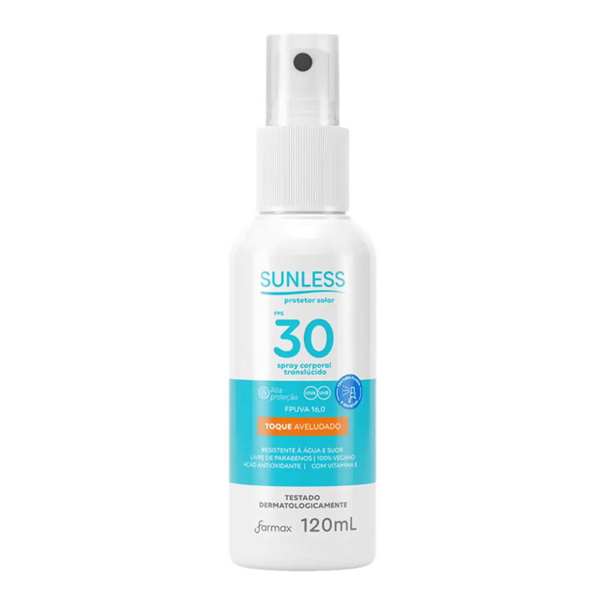 Protetor Solar Corporal Translúcido Toque Aveludado Fps 30 Fp Uva 16 Sunless Frasco 120ml Spray