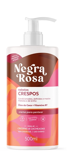 Creme Para Pentear Negra Rosa Cabelos Crespos Frasco 500ml Pump