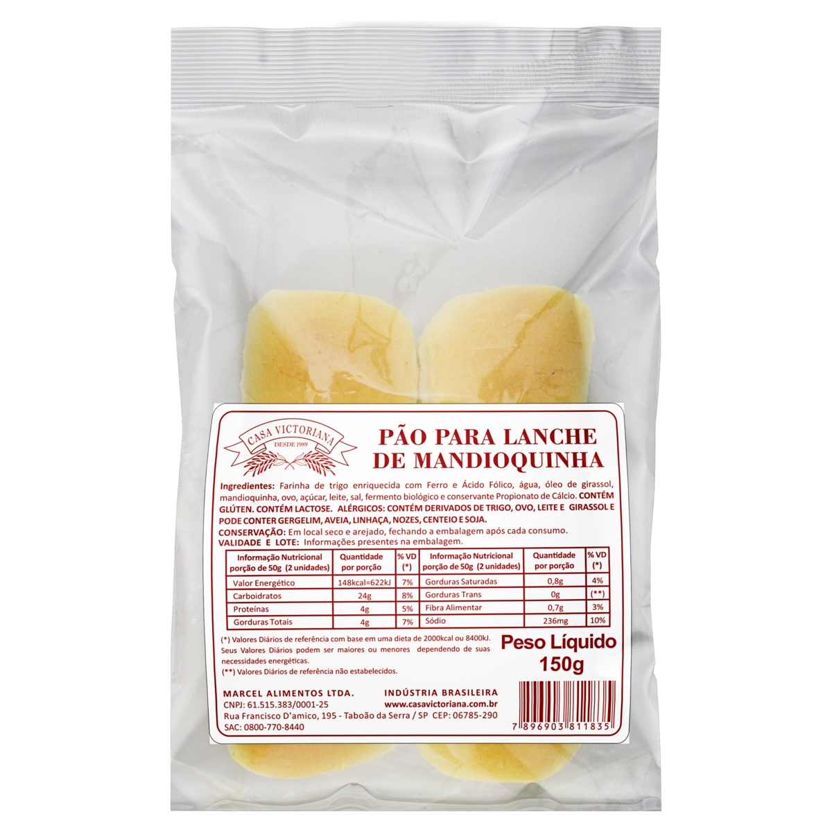 Pão Para Lanche Mandioquinha Casa Victoriana Pacote 150g