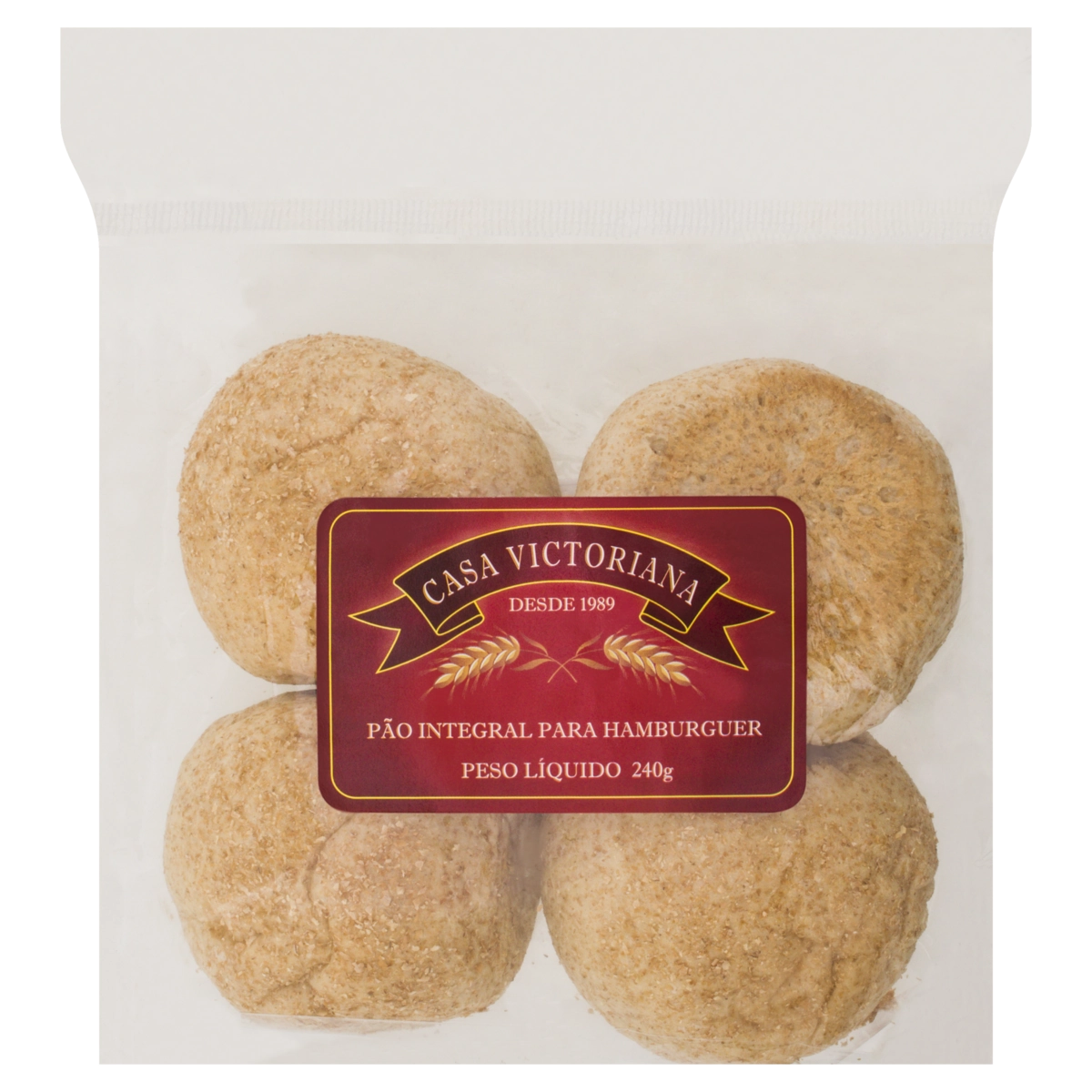 Pão para Hambúrguer Integral Casa Victoriana Pacote 240g
