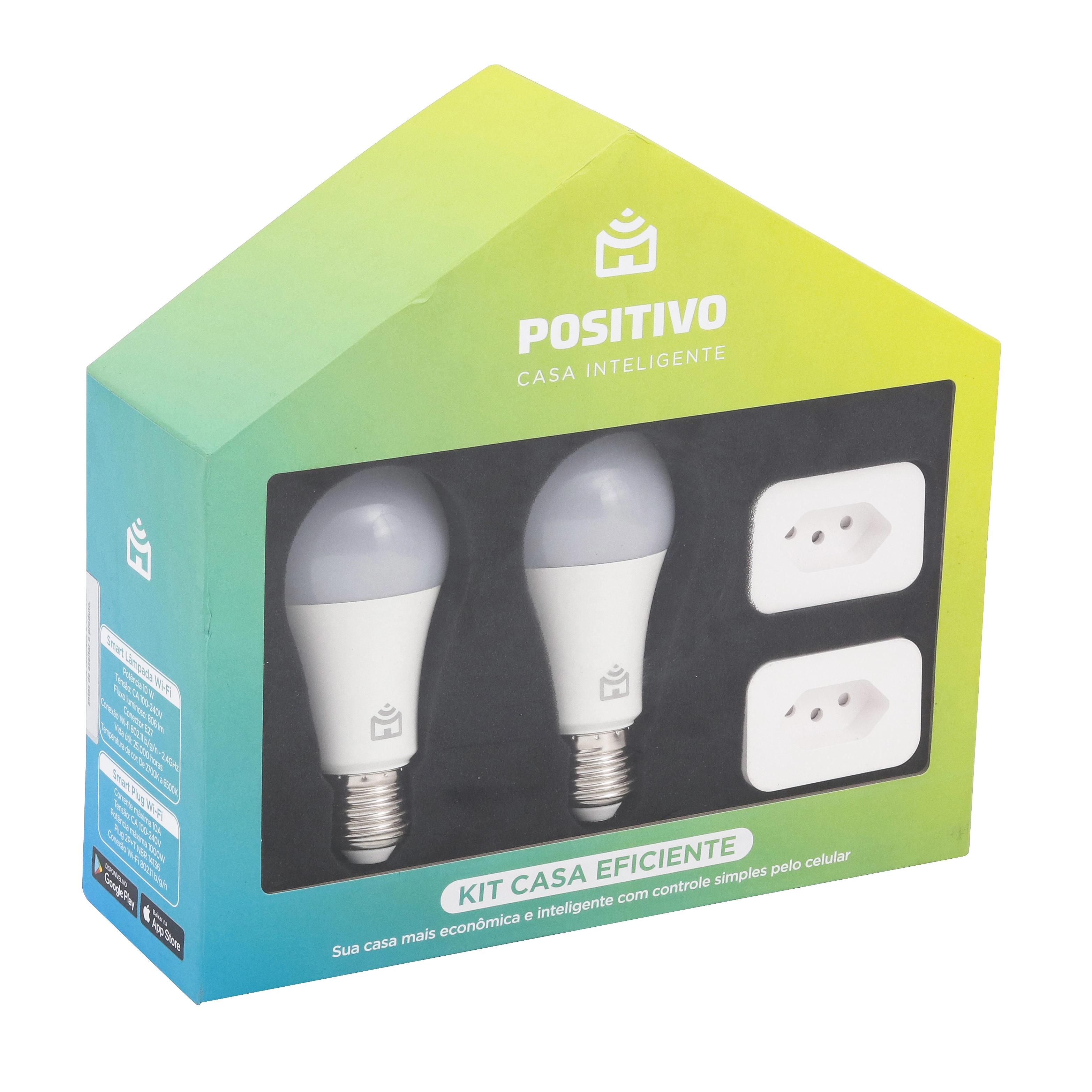 Kit Casa Eficiente 2 Smart Plug e 2 Smart Lâmpada Wi-Fi Positivo Casa Inteligente