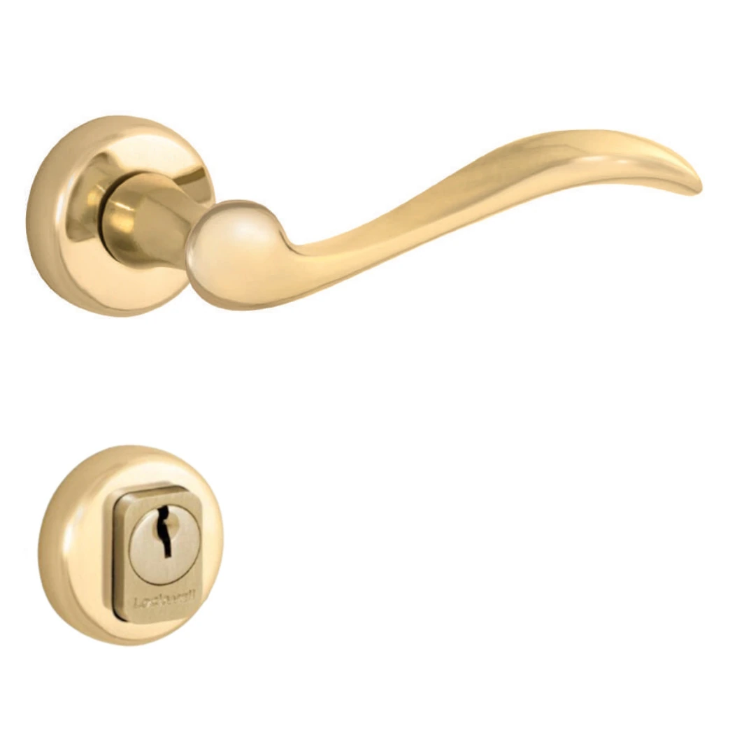 Fechadura Conceito Vento Externa 55mm Latão Polido Dourado Lockwell