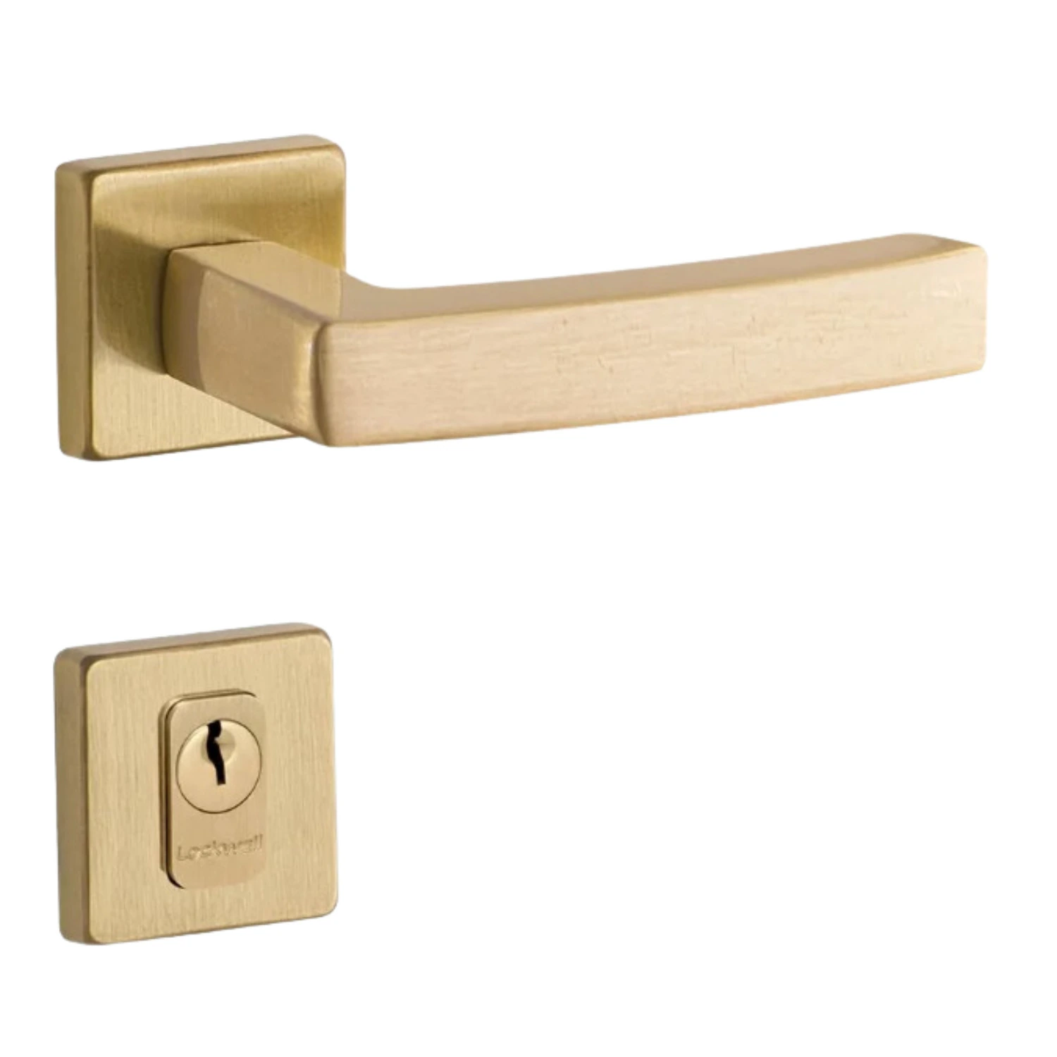 Fechadura Design Quadra Externa 55mm Latão Acetinado Lockwell