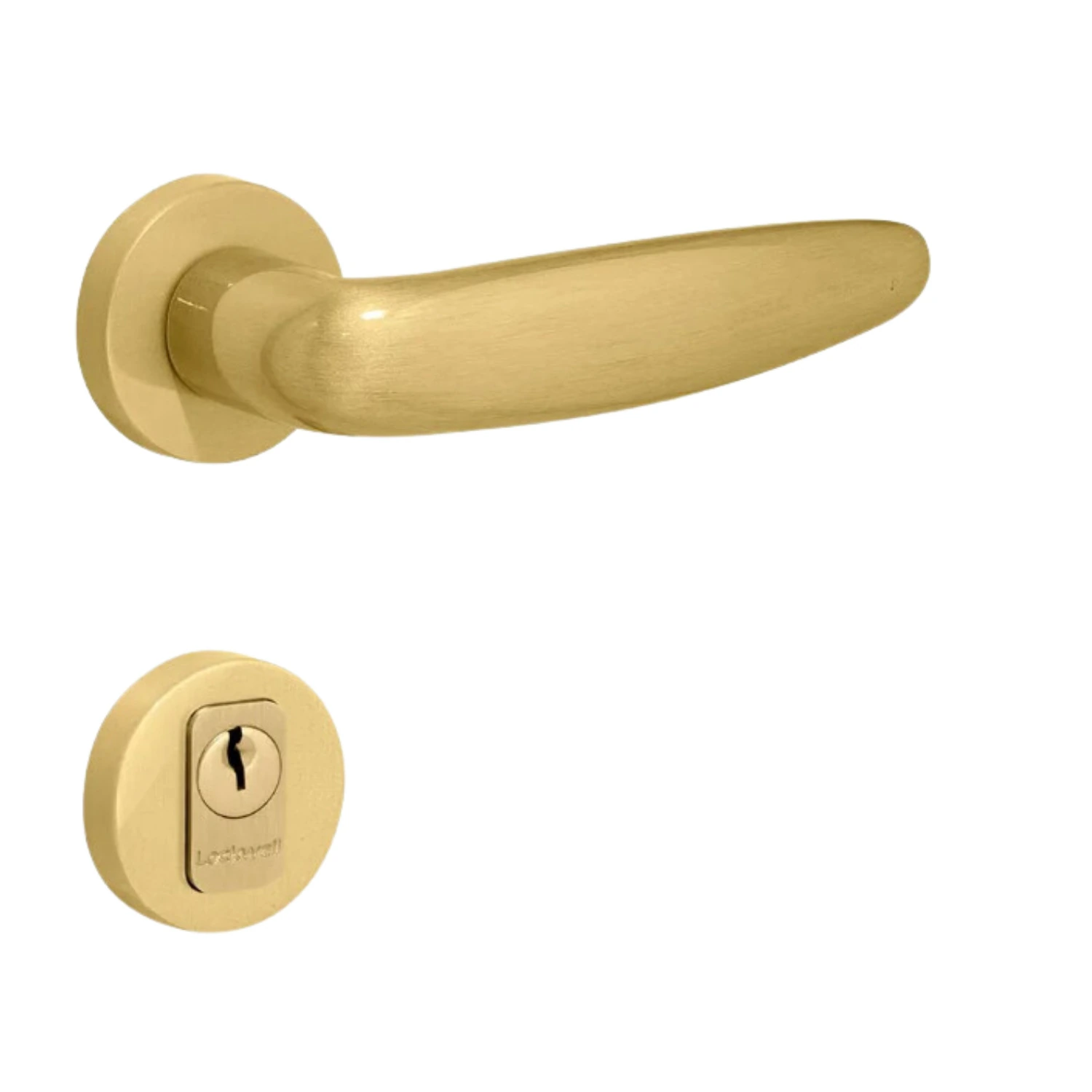 Fechadura Design Otto Externa 55mm Roseta Latão Acetinado Lockwell