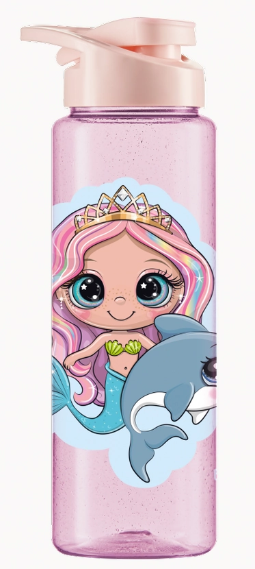 Garrafa Squeeze Sport Sereia Rosa Glitter 750ml 1121 Bandeirante