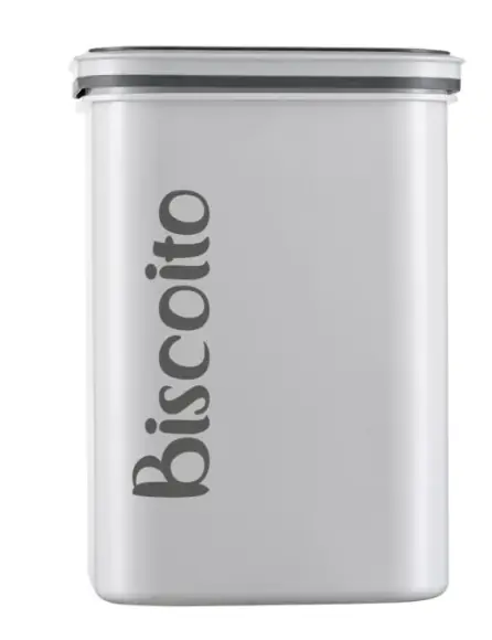 Pote Mantimento Quadrado Cinza Biscoito 2l 3466 Bandeirante