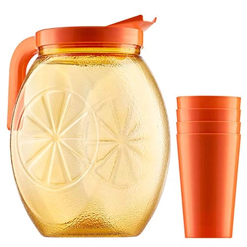 Jarra Plast P/suco 2,650l C/4 Copos Laranja