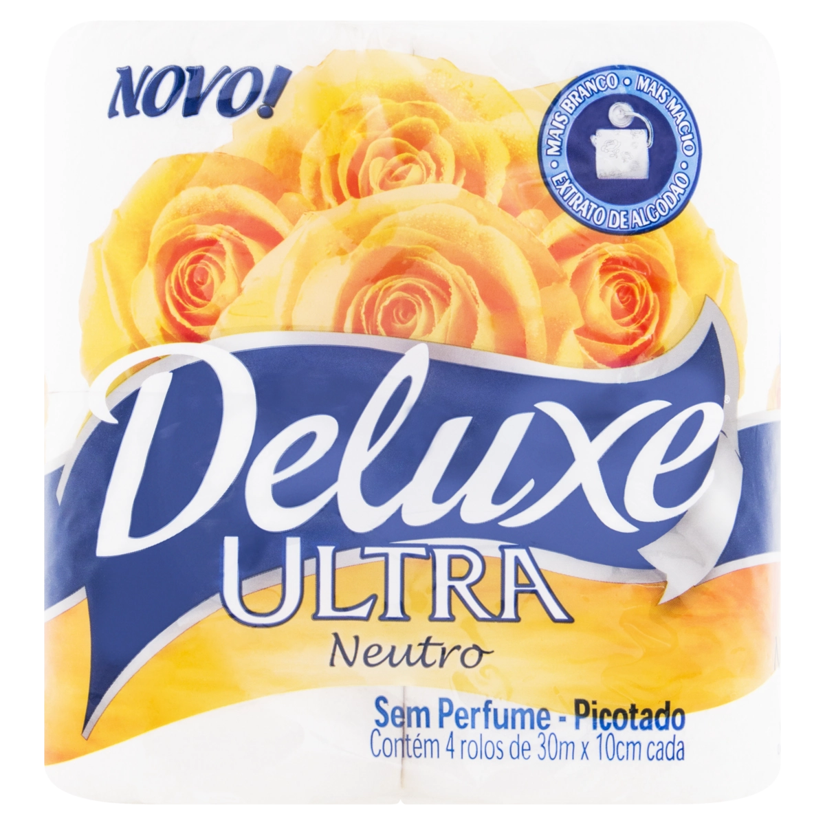 Papel Higiênico Folha Simples Neutro Deluxe Ultra 30m Pacote 4 Unidades